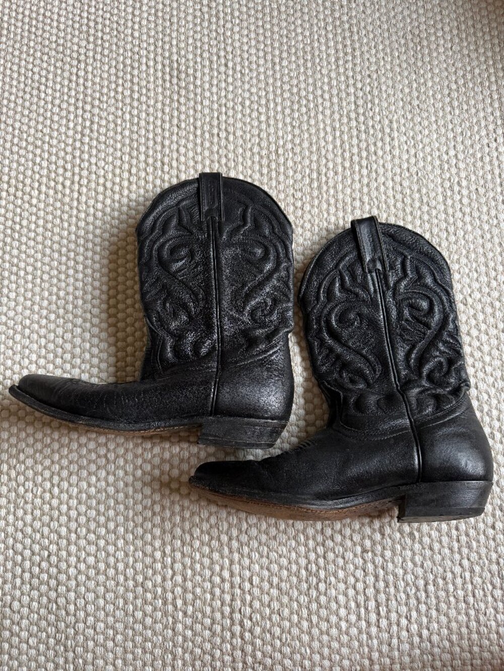 Boulet | Black Leather Cowboy Western Boots | Size 8
